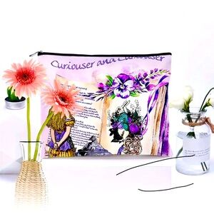 Alice In Wonderland Pattern Makeup Bag, Travel Toilet Storage Handbag NWT